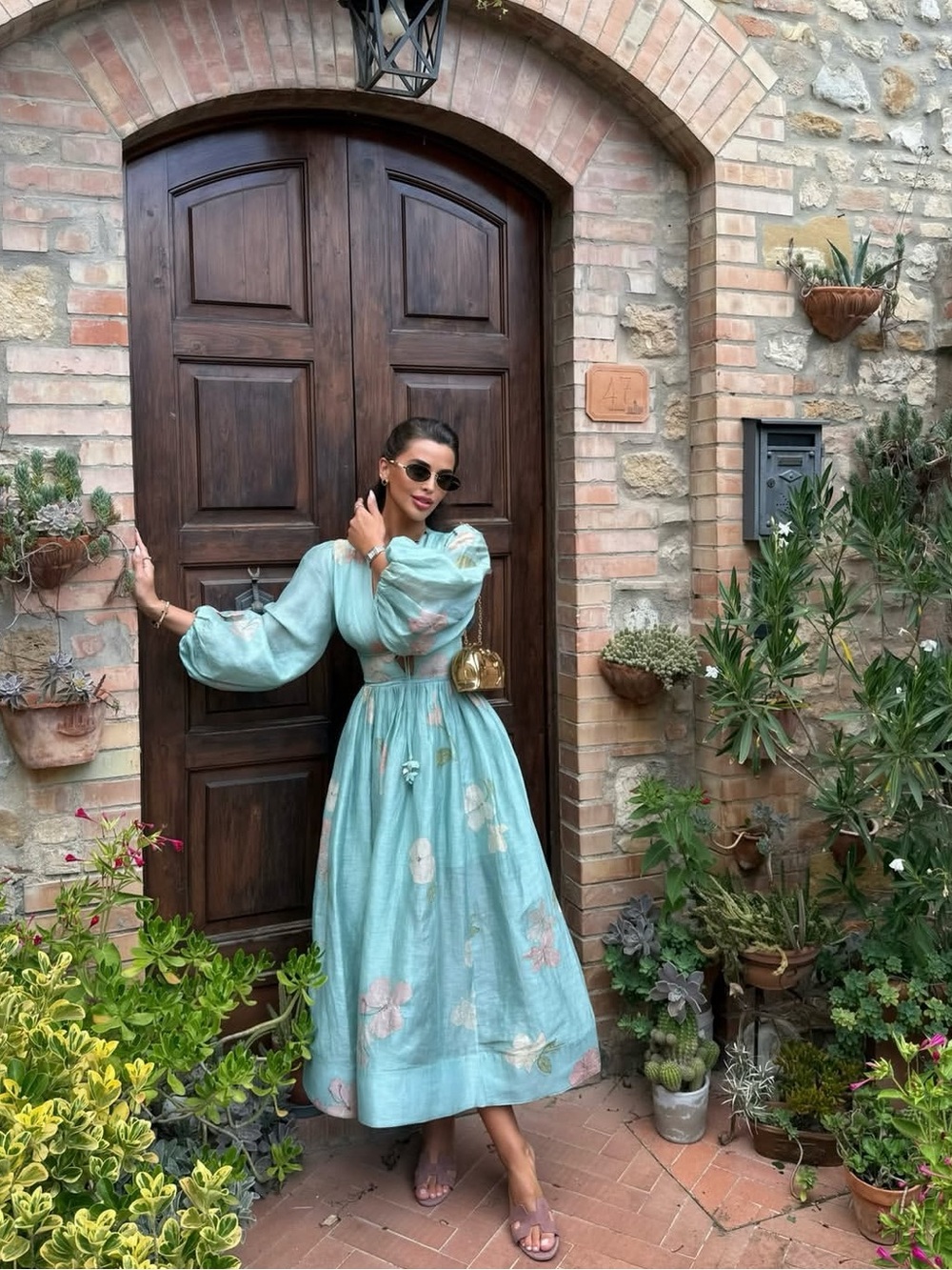 The Zimmermann Illuminate Drawn Mint Hibiscus Print Midi Dress - Picture 2 of 8